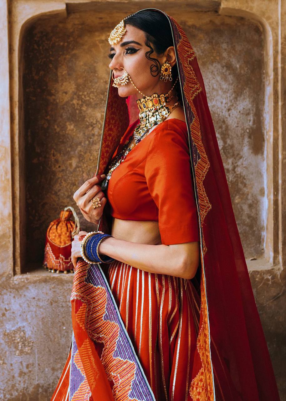 Red Groove in Style – Elegant Japan Satin Lehenga Set ClothsVilla