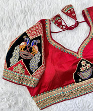 Load image into Gallery viewer, Red Handcrafted Sequined Blouse in Dilkush Silk ClothsVilla