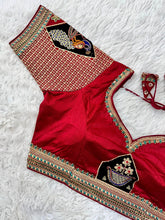 Load image into Gallery viewer, Red Handcrafted Sequined Blouse in Dilkush Silk ClothsVilla