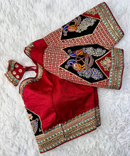 Load image into Gallery viewer, Red Handcrafted Sequined Blouse in Dilkush Silk ClothsVilla