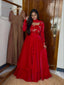 Red Heavy Fandy Satin Embroidered Lehenga Choli Set ClothsVilla