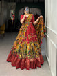 Load image into Gallery viewer, Red Kalamkari Print Silk Lehenga ClothsVilla
