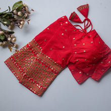 Load image into Gallery viewer, Red Kashish Silk Blouse with Beautiful Embroidery and Sequined Touch ClothsVilla