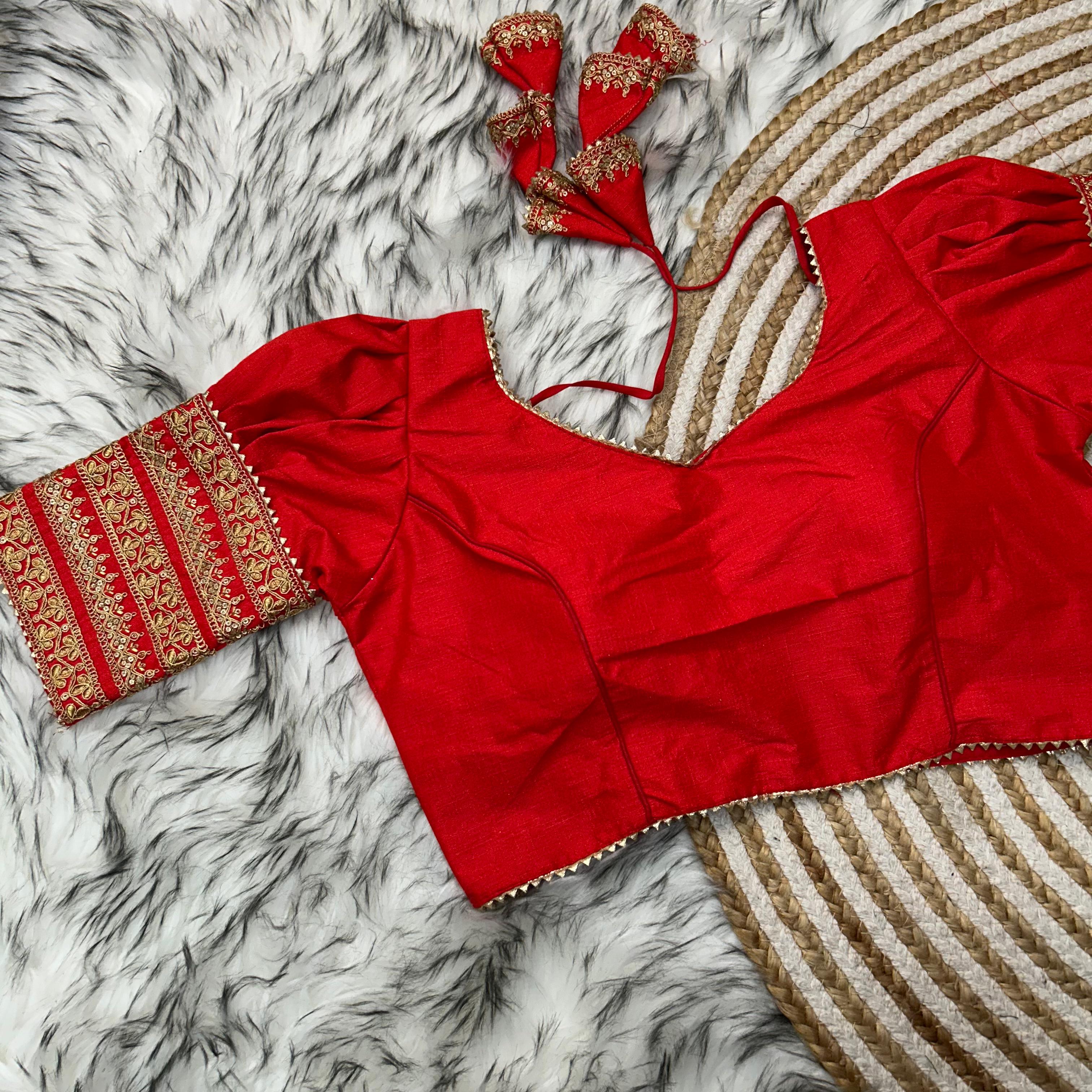Red Kilmora Silk Blouse with Handcrafted Embroidery and Sequence Accents Secondary image