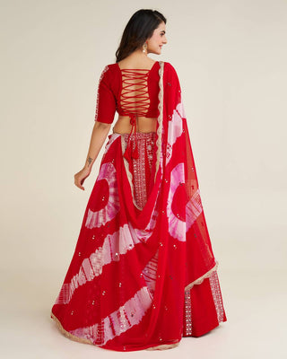 Red Lost in the Beauty of Tradition – Exquisite Faux Georgette Lehenga Set ClothsVilla