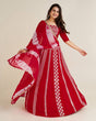 Load image into Gallery viewer, Red Lost in the Beauty of Tradition – Exquisite Faux Georgette Lehenga Set ClothsVilla