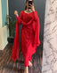 Red Lucknowi Georgette Kurti Suit with Palazzo & Organza Dupatta ClothsVilla