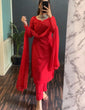 Load image into Gallery viewer, Red Lucknowi Georgette Kurti Suit with Palazzo &amp; Organza Dupatta ClothsVilla