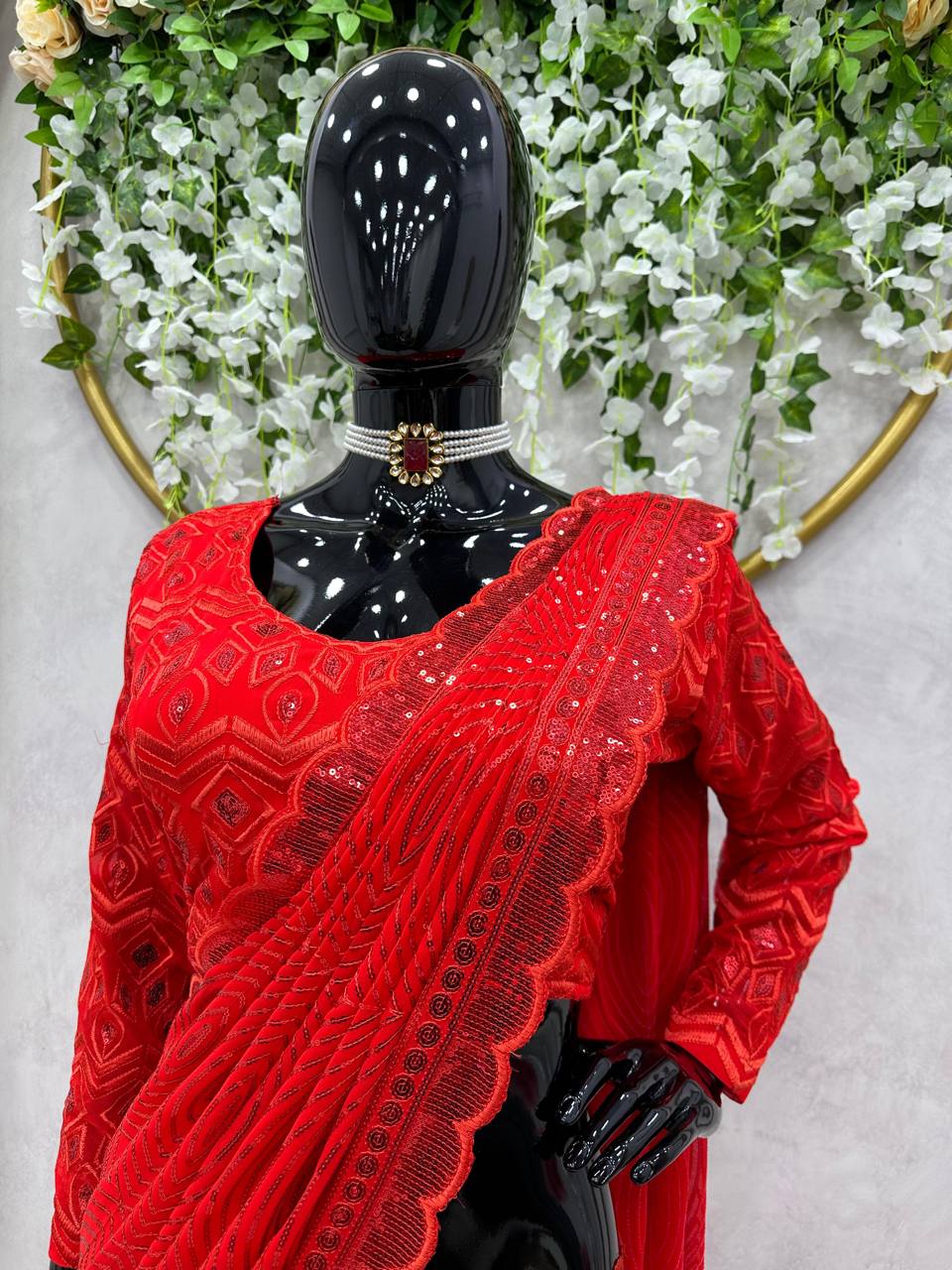 Red Luxury Altar Satin Ready-to-Wear Lehenga Set with Embroidered Choli & Dupatta ClothsVilla