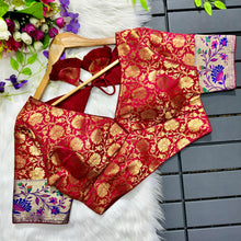 Load image into Gallery viewer, Red Multi Meena Work Pure Paithani Blouse ClothsVilla