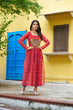 Load image into Gallery viewer, Red Navratri Special Bandhej Print Kurti with Kutchi Patch Work ClothsVilla
