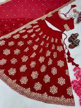 Load image into Gallery viewer, Red New Designer Lehenga-Choli with Heavy Embroidery &amp; Sequence Work Clothsvilla