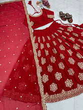 Load image into Gallery viewer, Red New Designer Lehenga-Choli with Heavy Embroidery &amp; Sequence Work Clothsvilla