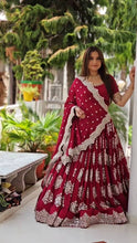 Load image into Gallery viewer, Red New Designer Lehenga-Choli with Heavy Embroidery &amp; Sequence Work Clothsvilla