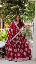 Load image into Gallery viewer, Red New Designer Lehenga-Choli with Heavy Embroidery &amp; Sequence Work Clothsvilla