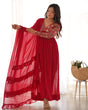 Load image into Gallery viewer, Red New Naira Alia Cut Fit Embroidery Kurta with Dupatta Set – Ready to Wear
