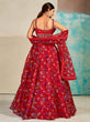 Load image into Gallery viewer, Red Organza Floral Lehenga Choli for Womens For Indian Festival &amp; Weddings - Print Work, Mirror Work, Thread Embroidery Work Clothsvilla