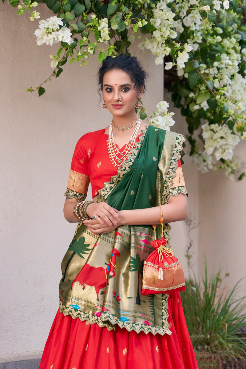 Paithani Duo zari weaving co-ord set  lehenga