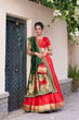 Load image into Gallery viewer, Red Paithani Jacquard Silk Lehenga Set with Zari Weaving, Embroidery &amp; Scallop ClothsVilla