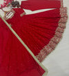 Load image into Gallery viewer, Red Party Wear Pur Vichitra Silk Anarkali Gown with Dupatta Set
