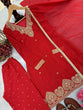 Load image into Gallery viewer, Red Premium Faux Georgette Plazzo Set with Beads, Sequins &amp; Rivet Moti Work ClothsVilla
