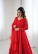 Load image into Gallery viewer, Red Premium Fox Georgette Lucknowi Sequence Work Anarkali Set ClothsVilla