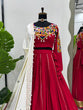 Load image into Gallery viewer, Red Premium Reyon Silk Semi-Stitched Lehenga Set with Real Mirror &amp; Kodi Lace Work ClothsVilla