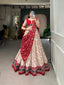 Red Pure Cotton Lehenga Choli Set with Laheriya Print ClothsVilla