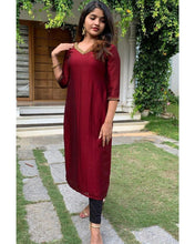 Load image into Gallery viewer, Red Pure Lectoss Kurti Hand Embroidered with Elegance ClothsVilla