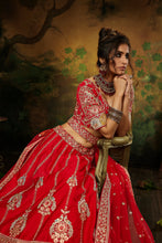 Load image into Gallery viewer, Red Pure Silk Moti &amp; Zarkan heavy embroidery Semi-Stitched Lehenga choli &amp; Dupatta Clothsvilla