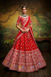 Load image into Gallery viewer, Red Pure Silk Moti &amp; Zarkan heavy embroidery Semi-Stitched Lehenga choli &amp; Dupatta ClothsVilla