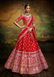 Load image into Gallery viewer, Red Pure Silk Moti &amp; Zarkan heavy embroidery Semi-Stitched Lehenga choli &amp; Dupatta ClothsVilla