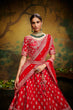 Load image into Gallery viewer, Red Pure Silk Moti &amp; Zarkan heavy embroidery Semi-Stitched Lehenga choli &amp; Dupatta ClothsVilla