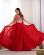 Load image into Gallery viewer, Red Pure Soft Fox Georgette Blooming Lehenga Choli with Fancy Blouse &amp; Dupatta – Fully Stitched, Ready to Wear