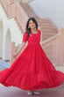 Load image into Gallery viewer, Red Radiant Faux Blooming Gown with Bead Embroidery &amp; 12-Meter Flair – Full Stitched ClothsVilla