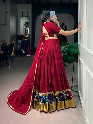 Red Rayon Lehenga Choli with Lace ClothsVilla