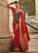 Load image into Gallery viewer, Red Regal Banarasi Blended Silk Saree with Intricate Timeless Design &amp; Unstitched Blouse ClothsVilla