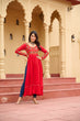 Load image into Gallery viewer, Red Reyon Kurti with Kutchi Gamthi Work ClothsVilla