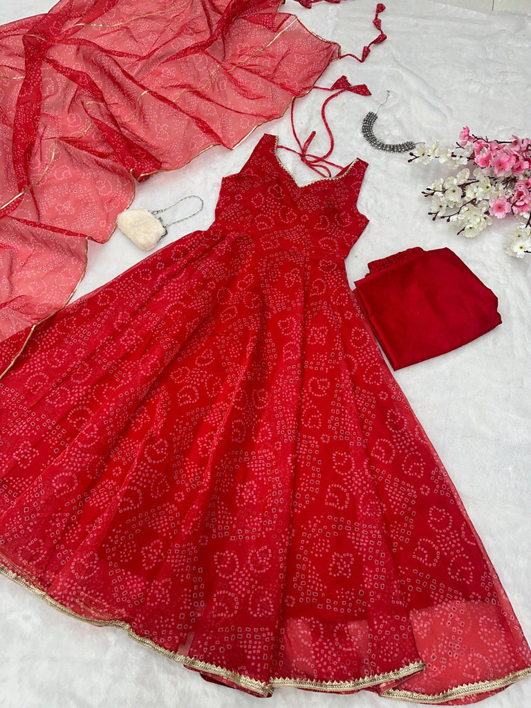 Red Ri8 Fashion Exclusive Digital Printed Anarkali Suit Clothsvilla