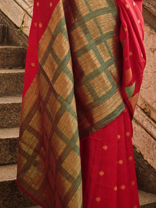 Red Saree Mall Women's Banarasi Silk Blend Saree with Unstitched Blouse Piece ClothsVilla