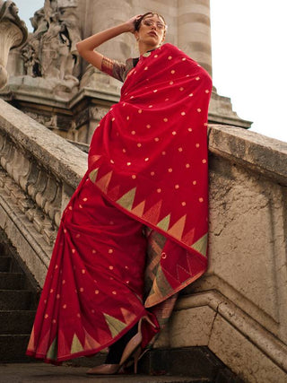 Red Saree Mall Women's Banarasi Silk Blend Saree with Unstitched Blouse Piece ClothsVilla