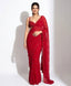 Red Saree with Sequin Work ClothsVilla