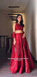 Load image into Gallery viewer, Red Satin Silk Mirror Work Lehenga ClothsVilla