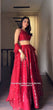 Load image into Gallery viewer, Red Satin Silk Mirror Work Lehenga ClothsVilla