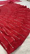 Load image into Gallery viewer, Red Satin Silk Mirror Work Lehenga ClothsVilla