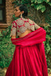 Load image into Gallery viewer, Red Silk Sequins &amp; Dori Work Lehenga Set ClothsVilla