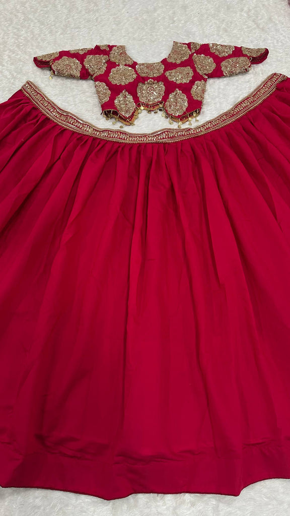 Red Silk Sequins & Dori Work Lehenga Set ClothsVilla