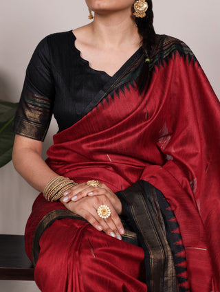 Red Silk Zari Weaving Saree ClothsVilla