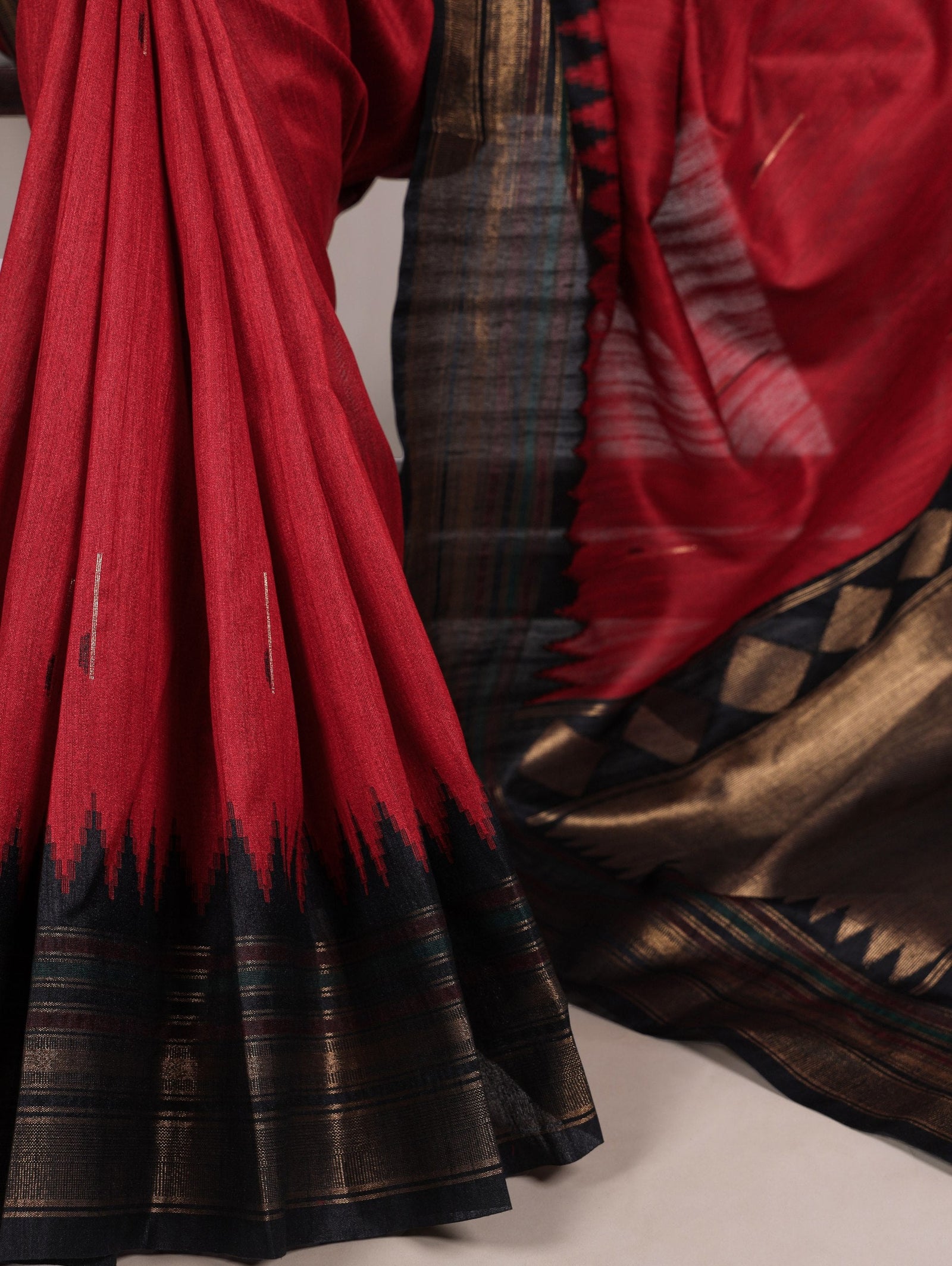 Red Silk Zari Weaving Saree ClothsVilla