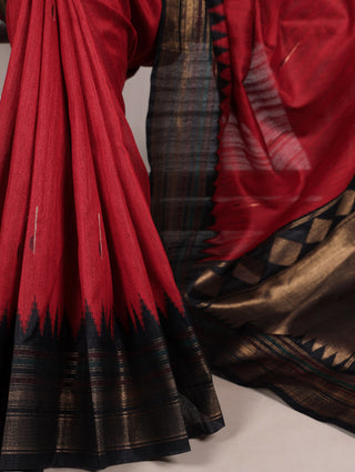 Red Silk Zari Weaving Saree ClothsVilla